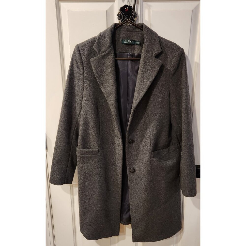 LAUREN Ralph Lauren Reefer Wool Blend Coat Charcoal Gray Grey Womens Size 10